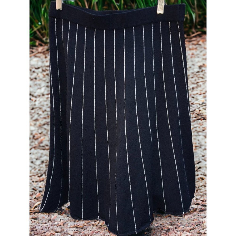 JULES & LEOPOLD BLACK WHITE ELASTIC WAIST FIT FLARE STRIPED SKIRT SIZE SMALL